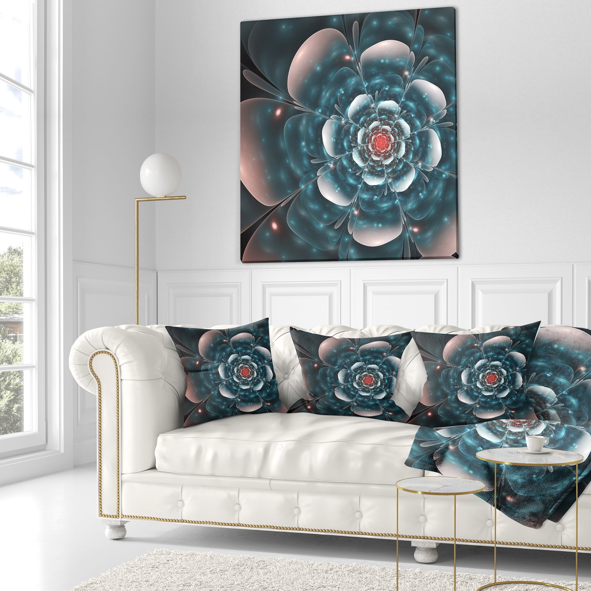 Designart 16" x 16" Blue Polyester Throw Pillow