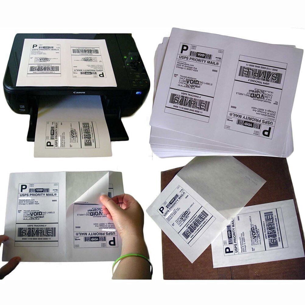 MPRT 500 Half Sheet Label Self Adhesive Shipping Labels, 8.5" x 5.5" Mailing Address Blank Labels for Laser & Inkjet Printers (Total 500 Labels = 250 Sheets)