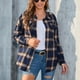 thumbnail image 4 of Pntutb moda mujer entramado impresión abrigo invierno camisa manga larga prendas de vestir exteriores blusa liquidación Pntutb Pntutb-7648, 4 of 8