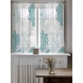 thumbnail image 4 of Turquoise White Floral Curtains 45 Inch Length,Sheer Curtains for Bedroom Living Room Window Elegant Chrysanthemum Farmhouse Rod Pocket Drapes Kitchen Curtains Small Half Window 52"x45" 2 Panels, 4 of 6
