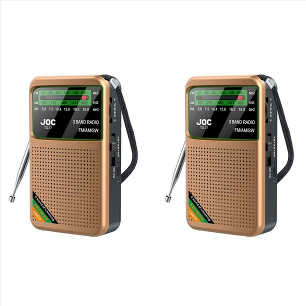 2X Radio de Bolsillo Mini Radio Portátil de Banda Radio AM/FM/SW con Batería Recargable Soporte para Auriculares MiniRadio para Ancianos, D