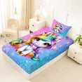 thumbnail image 4 of Erosebridal Girls Unicorn Twin Sheet Sets,Multicolor Glitter Print Bedding For Kids 3pcs, 4 of 6