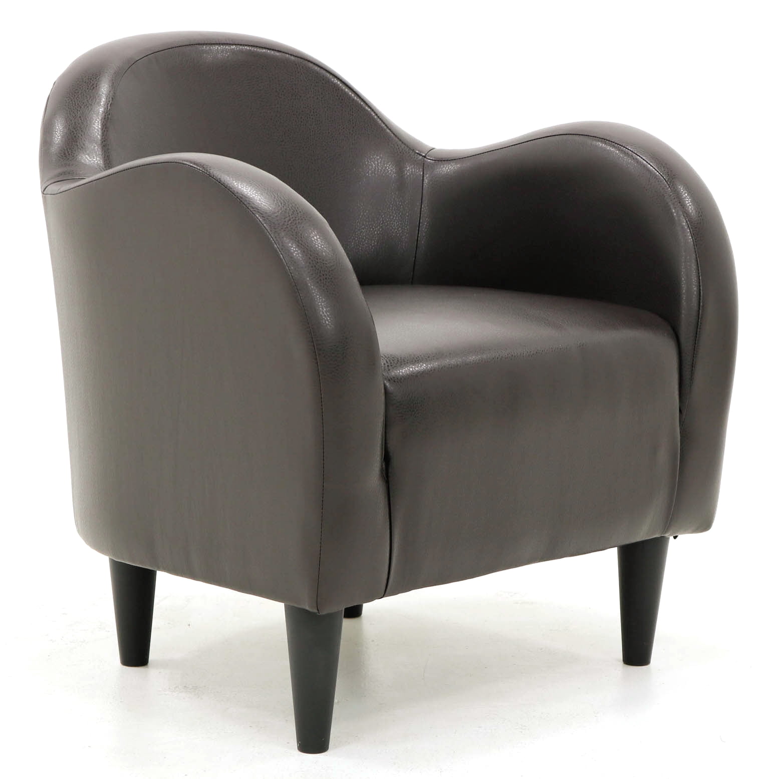 Fox Hill Trading Max Barrell Chair, Brown Faux Leather