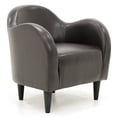 thumbnail image 2 of Fox Hill Trading Max Barrell Chair, Brown Faux Leather, 2 of 5