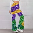 thumbnail image 5 of Cutuoiiu Mardi Gras Stripe Print Women's High Waisted Flared Pants Hip Shaping Tummy Control Stretchy Long Pants for Casual Celebrations Gifts, 5 of 5