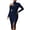 Dark Blue, variant on Halter Dresses for Women Mock Neck Ruched One Shoulder Bodycon Midi Dress Long Sleeve Split Hem Casual Sundress for Cocktail Party Wedding Guest