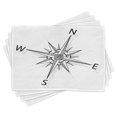 thumbnail image 1 of Ambesonne Compass Place Mats Set of 4, Sea Marine Life Theme, Standard Size, Black White, 1 of 6