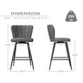 thumbnail image 6 of Kithkasa 25 inch Counter Stools,Full Back Leather,Black Finish,Set of 2,Grey, 6 of 7