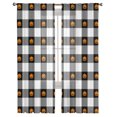 thumbnail image 7 of Sheer Curtains 63 inches Long, Halloween Orange Pumpkins in Retro Black and White Plaid Light Filtering Sheer Window Curtains Rod Pocket Voile Drapes for Bedroom Living Room, 52"W x 63"L 2 Panels, 7 of 7