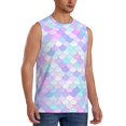 thumbnail image 2 of Bingfone Rainbow Scales Pattern Men's Tank Tops Workout Sleeveless Tee Shirts Running Beach Tanks for Men-Large, 2 of 7