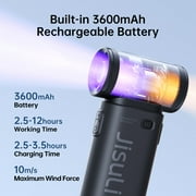 JISULIFE Portable Handheld Fan, Powerful Turbo Brushless Motor [12H Battery Life], 3600mAh USB Rechargeable, 5-Speed, Mini Pocket Design, Gift for Women Men, Travel Outdoor Use-Black