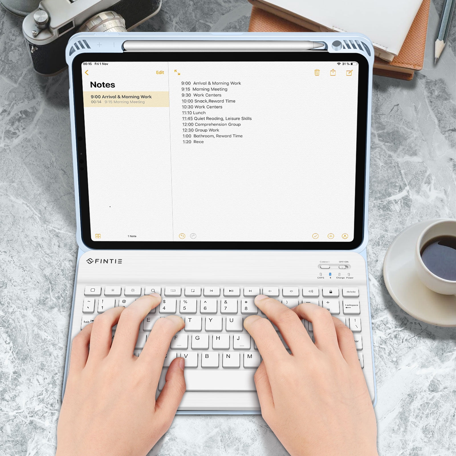 Fintie Keyboard Case for iPad Air 11-inch M2 (2024), iPad Air 5th Generation (2022) / iPad Air 4th Gen 10.9" - Soft TPU Back Cover with Magnetically Detachable Wireless Bluetooth Keyboard