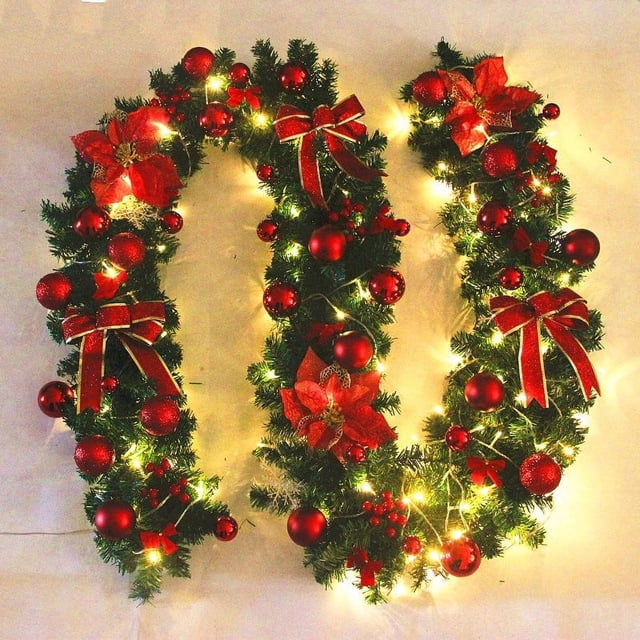 Lefu 2.7M Wedding Decorated Light up Wreath Garland Xmas Decor Fireplace Tree DIY