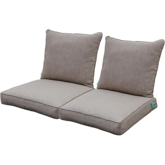 Outdoor/Indoor Deep Seat Cushions for Patio Furniture, Lawn Chair Cushion 24 x 24 inch 2 Sets,Tan/Grey