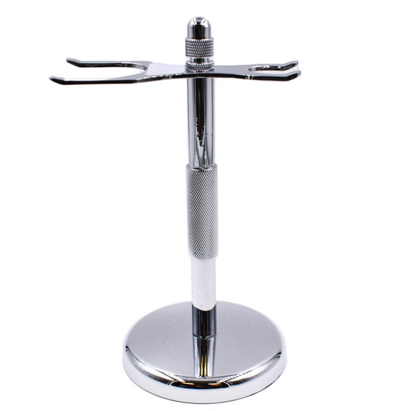 Chrome 2 Prong Safety Razor and Shaving Brush Stand with Heavyweight Felt Lined Base from Super Safety Razors