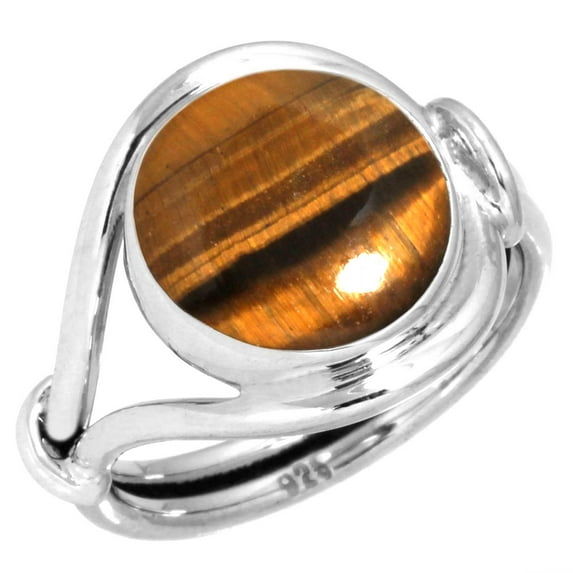 925 Silver Ring For Women - Girls Brown Natural Tiger Eye Stone Silver Ring Size 10.5 June Birthstone Hand Made Silver Ring Size 10.5 Gift For Girl Friend On Wedding 925 Gemstone Silver Jewelry