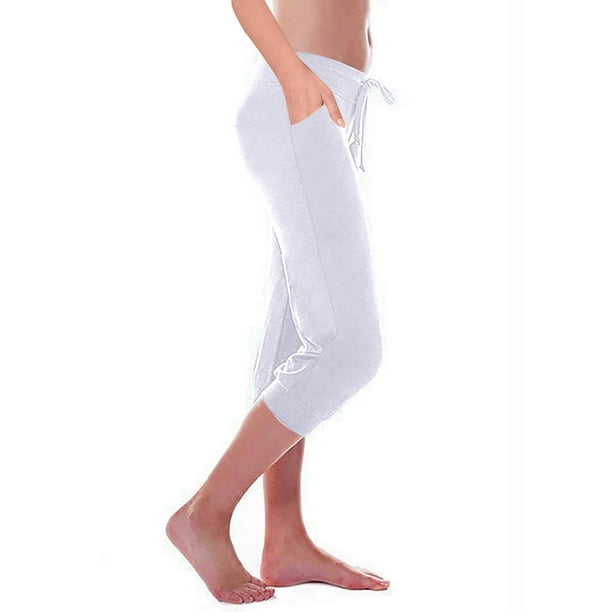 EQWLJWE Summer Saving Clearance! Capri Leggings for Women Tummy Control  Autumn Women's Elastic Workout Leggings Yoga Gym Capris with Pockets