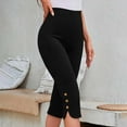 thumbnail image 3 of Women's Casual Pants High Waist Stretch Capri Pants Loose Fit Cropped Trousers Plus Size Comfortable Soft Elastic Waistband, 3 of 8