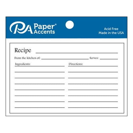 Recipe Card 4x6 White 25pc