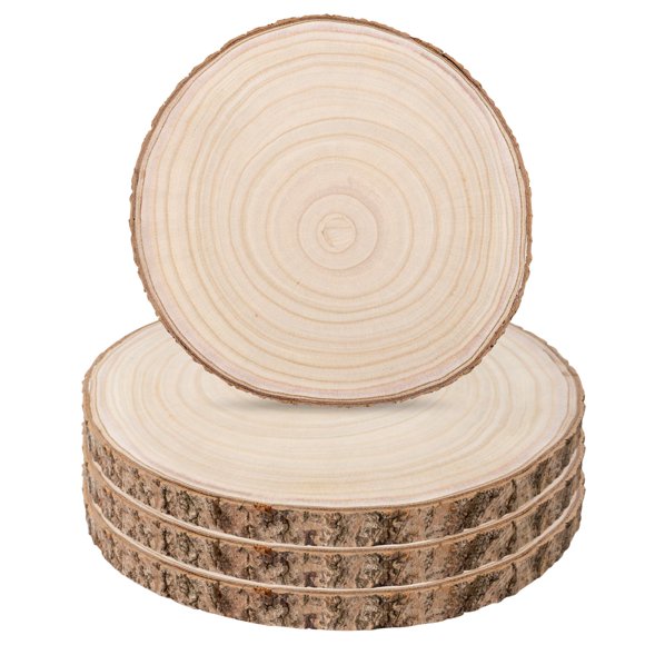 Rebanadas de madera de pino natural LepoHome, sin acabado, de 10 a 12 cm, 4 unidades