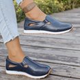 thumbnail image 5 of Slip On Hollow Out Loafers for Women Platform Leather Dress Shoes Classic Low Wedge Non Slip Walking Shoes Blue Size 6, 5 of 8