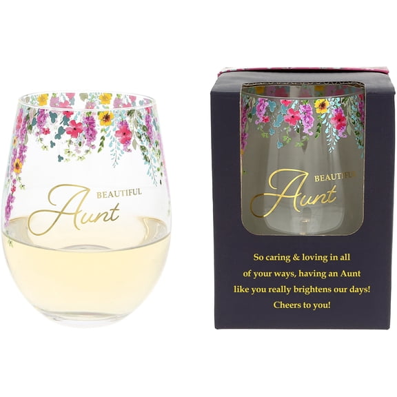 Pavilion Gift Company - Beautiful Aunt - Gift Boxed 17 oz Stemless Wine Glass