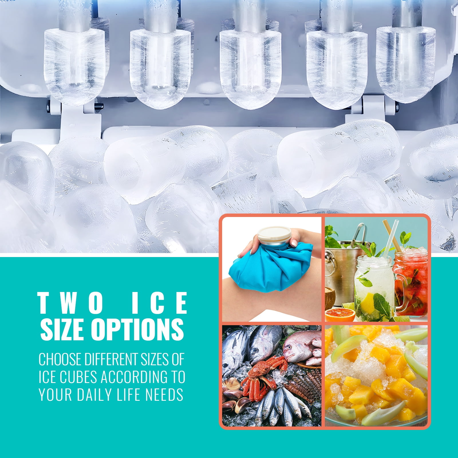 Ice Maker Machine Countertop WANAI 26 lbs/24H 9 Bullet Ice Type Cubes Ready in 6-8 Minutes, Ice Scoop & Basket for Home Party Office Bar RV
