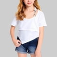 thumbnail image 2 of Zpanxa T-Shirts pour Filles Style Western Uni Col Rond Manches Courtes Haut en Nylon Spandex 11-12 Ans, 2 of 7