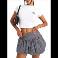 thumbnail image 3 of Minifalda de Cuadros con para Mujer, con Lazo, Falda Pantalón Corta para las Fiestas. Negro L, 3 of 8