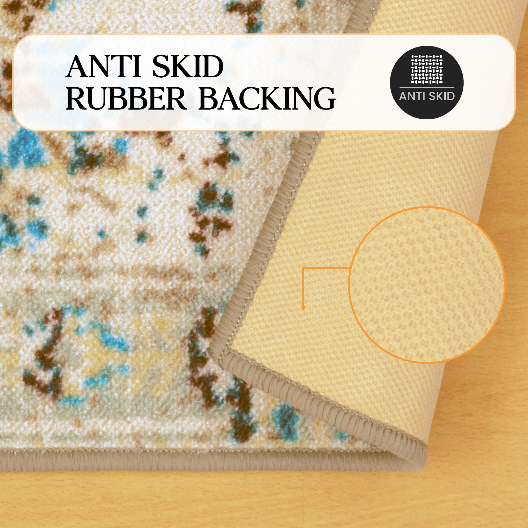 Superior Decklan Floral Non-Slip Indoor Area Rug, 9' x 12', Cream