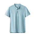 thumbnail image 4 of LIaqionyy Mens Cotton Linen Shirts Short Sleeve Casual Fashion T Shirt Lightweight Summer Basic Tee Tops M-5XL, 4 of 5