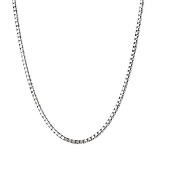 YOUNGYUE Silver plated Box Chain Necklace, Classic Minimalist Chain Jewelry, Unisex 16‑28 Inch
