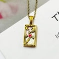 thumbnail image 4 of Collar con colgante de diamante TAROT TAROT de acero inoxidable rectangular con gotas de aceite, estilo vintage europeo y americano, 4 of 6