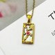 thumbnail image 4 of Collar con colgante de diamante TAROT TAROT de acero inoxidable rectangular con gotas de aceite, estilo vintage europeo y americano, 4 of 6