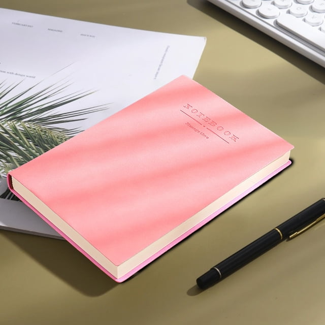 A4 Notebook, Leather Hardcover Journal, 360 Pages College Ruled Paper, Thread-bound Design with Ribbon Bookmark, for Office Home Business Writing,Cold Weather,YISHFHP,Pink