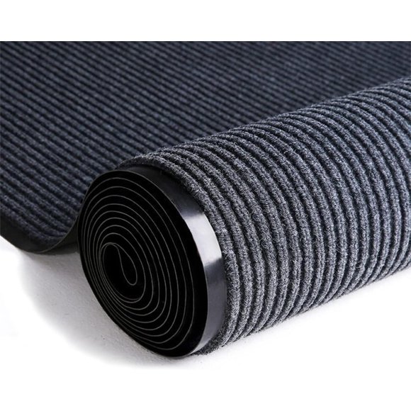BBTEQEKN Tapis de Couloir Commercial 16.4ftx3ft, Tapis de Sol à Double Rayures, Tapis d'Entrée Antidérapant pour Maison Hôtel Bureau Couloir Escalier, Gris
