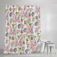 thumbnail image 4 of Easter Shower Curtain Set, Waterproof Shower Curtains for Bathroom, Spring Rabbit Ears Eggs Carrots Floral Green Plaid Washable Fabric Bath Curtain for Bathtub Decoration with Hooks 72x78 Inches, 4 of 9