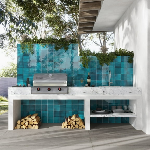 Zahara 6x6 Tropical Teal Porcelain Zellige Square Wall and Floor Tile (5.38 sq ft/case) - 22 Pack