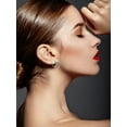 thumbnail image 2 of Pendientes de aro de plata de ley con piedras natales Silvora para mujer. Diamantes creados. Delicada joya de regalo para cumpleaños o Navidad, 2 of 8