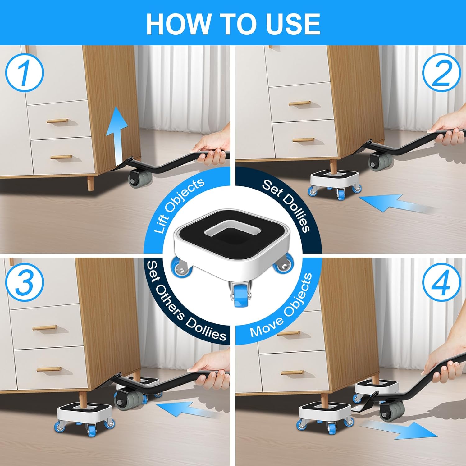 New Upgrade Furniture Sliders, Furniture Movers with Wheels, Furniture Lift Mover Tool Set with 360 °   Rotatable Wheels, Furniture Dolly for Moving Heavy Duty Sofa, Bed, Load Capacity Up to 750lb