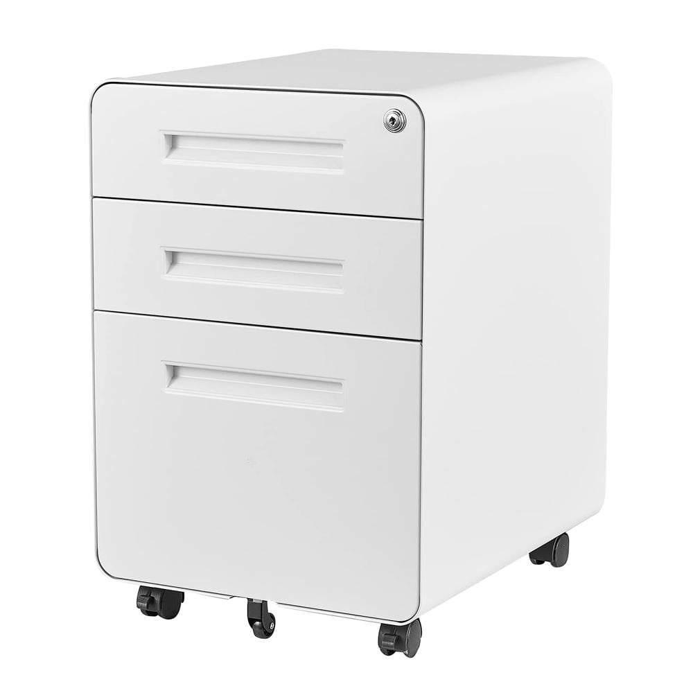 Mobile File 3 Drawer Metal Storage Filing with Lock and