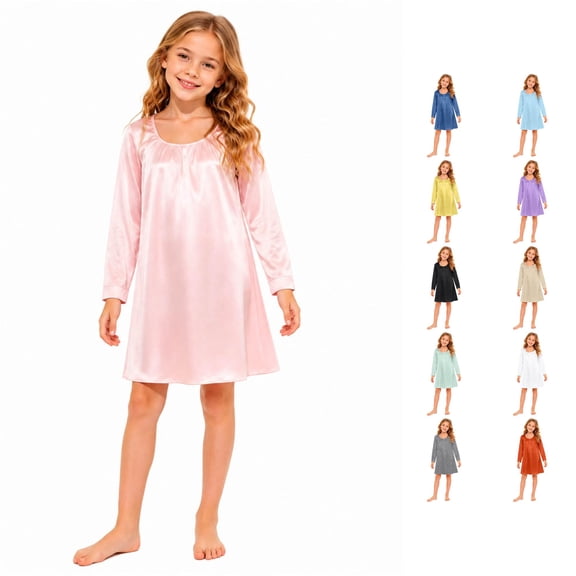 JAJAHO Girls Nightgowns Long Sleeve Sleepwear Soft Princess Pajama Dress Sizes 5-15Y