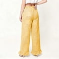 thumbnail image 4 of FRSASU Womens Gingham Pants Wide Leg Plaid Pants Elastic Waist Lounge Pajama Bottoms Beach Vacation Trousers with Pockets Yellow, 4 of 7