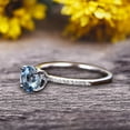 thumbnail image 3 of Round Cut 1.25 Carat Blue Aquamarine Engagement Ring 10k White Gold Anniversary Gift for her, 3 of 5