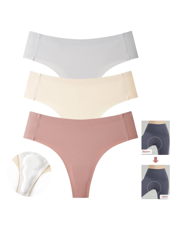 Fitness Thongs for Women 3 Pack Seamless G-String Thongs Concealer Panties Hider Underwear Women's Invisible Sports Hider Underpants