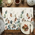 thumbnail image 4 of Fall Thanksgiving Placemats Set of 12 Blue Green Plants Eucalyptus Leaves Heat Insulated Linen Place Mats, Washable Stain-Proof Table Mats for Dining Tables Holiday Decor 13x19inch, 4 of 9