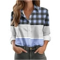 thumbnail image 2 of Royisotas Long Sleeve Women's Tops Striped Plaid Casual Winter Plus Size Button Down Shirts for Women Blue Collared Fitted Soft Button up Shirts, 2 of 6