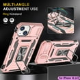 thumbnail image 5 of Heavy Duty Case for Apple iPhone 14, Military Grade Dual Layer Hybrid Cushioning Rubber Bumper Protector with Slide Camera Protector, Built-in 360 Degree Swivel Stand -Rose Gold, 5 of 16