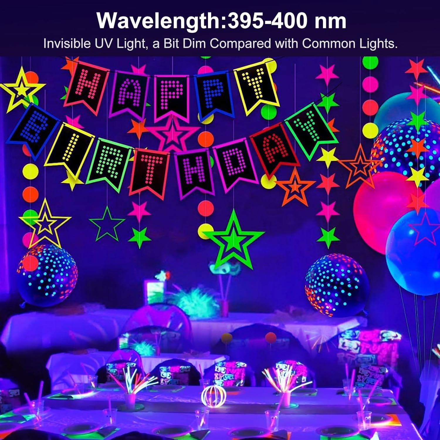 100W Black Light, Upgraded 2 Pack LED Black Lights for Glow Party, IP66 Waterproof Black Light, UV Flood Light for Halloween, Christmas, Neon Glow, Fluorescent Poster, Glow in The Dark