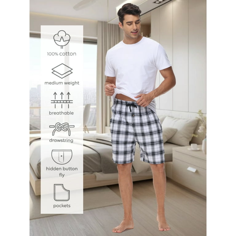 Xidunhg Men s 100 Soft Cotton Christmas Pajama Shorts Lounge Sleep Shorts Plaid Button 3 Pack with Pockets 2XL Walmart